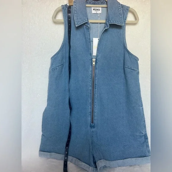 Show Me Your Mumu Women's Medium Wash Reno Sleeveless Denim Romper Size XL NWT - Picture 13 of 14